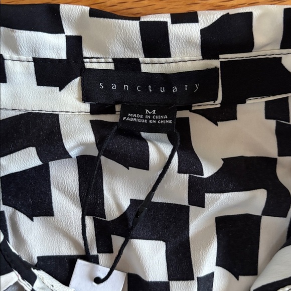 Sanctuary Geometric Pattern Shirt Dress Women’s Medium BlackWhite Office Siren - Picture 3 of 6